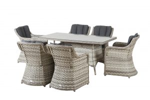 שולחן מלבני העשוי מראטן סינטטי 230X100+ 6 כיסאות
